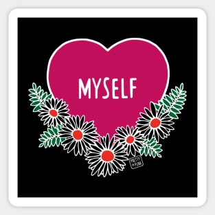 Myself Love Heart Daisies Sticker